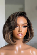 Natural Black To Blonde Short Bob Cut Wig Human Hair Wig Easy To Wear For Women Daily Use