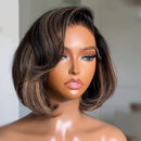 Natural Black To Blonde Short Bob Cut Wig Human Hair Wig Easy To Wear For Women Daily Use