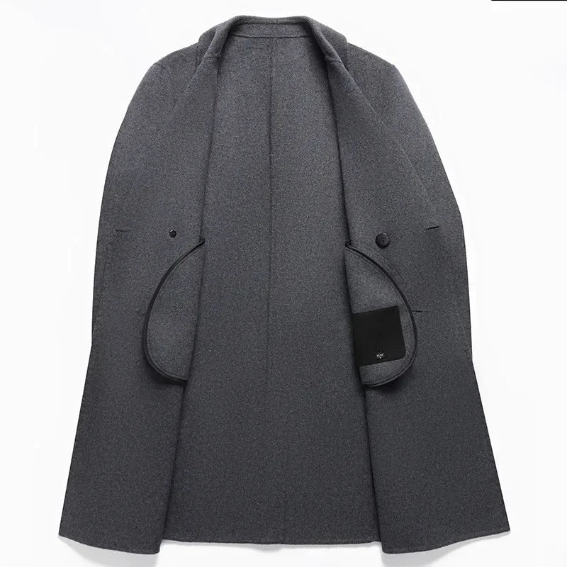 Wool Autumn and winter men's double-sided wool coat medium and cashmere coat men's woolen trench coat