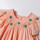 Girl Smocked Dresses Spring Baby Cute Flower Princess Dress Kids Infant Handmade Embroidery