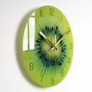 Wall clock with a kiwi design on a white background