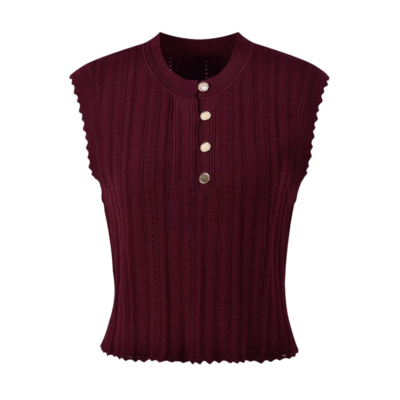Spring And Summer Knitted Round Neck Long Sleeved Cardigan Top Camisole Vest Half Skirt