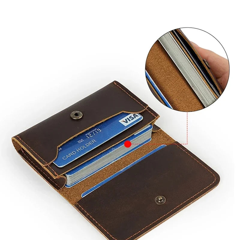 Leather Card Holder Men Genuine Leather Credit Card Holder Mini Purse for Male