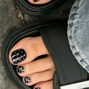 Spicy Girls Black Toenails Summer DIY Manicure for Foot 24Pcs Acrylic Press On Toe Nails