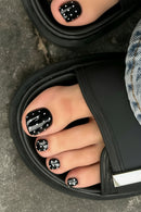 Spicy Girls Black Toenails Summer DIY Manicure for Foot 24Pcs Acrylic Press On Toe Nails