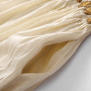 Women Dresses Summer Flower Embroidery High Waist Cotton Dress Long Sundress