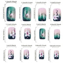 Flower Press on Nails Square False Nails Leaf ail Art Full Cover Press on Acrylic Nails Tips with Peach