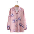 Women Spring V-Neck Blouse Long Sleeve Tops Oversize Curve Clothes