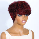 Black Pearl Human Hair Short Fluffy Brown Blonde Human Hair Wig for Women