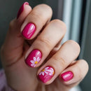Flowers French Nail Art Wearable False Nails Detachable Finished Fake Nails Daisy Press on Nails Full Cover Nails Tips