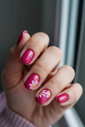 Flowers French Nail Art Wearable False Nails Detachable Finished Fake Nails Daisy Press on Nails Full Cover Nails Tips