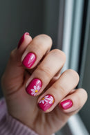 Flowers French Nail Art Wearable False Nails Detachable Finished Fake Nails Daisy Press on Nails Full Cover Nails Tips