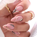24pcs winter fall leaves false nails with almond artificial nails with glue short stiletto fake press on nail