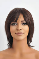 Dark Brown Straight Layer Short Bob Wig with Bangs Remy Hair 13x6 Lace Front Wig for Women Pre Plucked