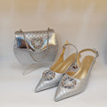 Rhinestone Shoes and Bag Set for Women Italian Design Pointed Toe Shoes and Bags Set for Party