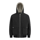 Quilted Jacket Men Autumn Winter Safari Style Loose Pleated Hooded Thick Outerwear Men