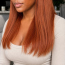13x4 Lace Front Straight Human Hair Wig 18 Inch Ginger Copper Orange Glueless Wig Pre Plucked Baby Hair for Women
