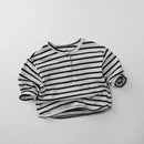 Spring Autumn Children T-Shirts 1-8Y Boys Button Striped Casual Tops Tees Toddler