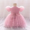 Toddler Lace Floral Baby Bow Princess Girls Dress Infant Birthday Baptism Party Ball Gown