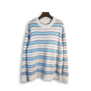 Stripe Knitwear Patchwork Baggy Round Neck Sweaters Pullovers Oversize Knit Clothes