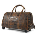 Genuine Leather Travel Duffel With Wheels Suitcases Male Business Trolley Case Big Carry On Rolling Luggage Weekend Bag