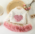 Kids Clothing Set 2 PCS Sweater Suit Heart Knit Pullover And Tulle Skirt Girls Clothing Set