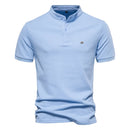 Cotton Solid Men Polos Casual Stand Collar Short Sleeve Polos for Men Male Summer