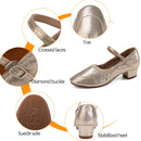 Women Tango Modern Girls Salsa Latin Ballroom Dance Shoes Ladies Low Heel Soft Dancing Shoes Comfortable Gold Silver