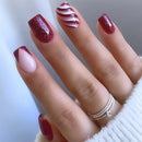 Nail Art Winter Xmas Milky White Nails Detachable Finished False Nails Press on Nails