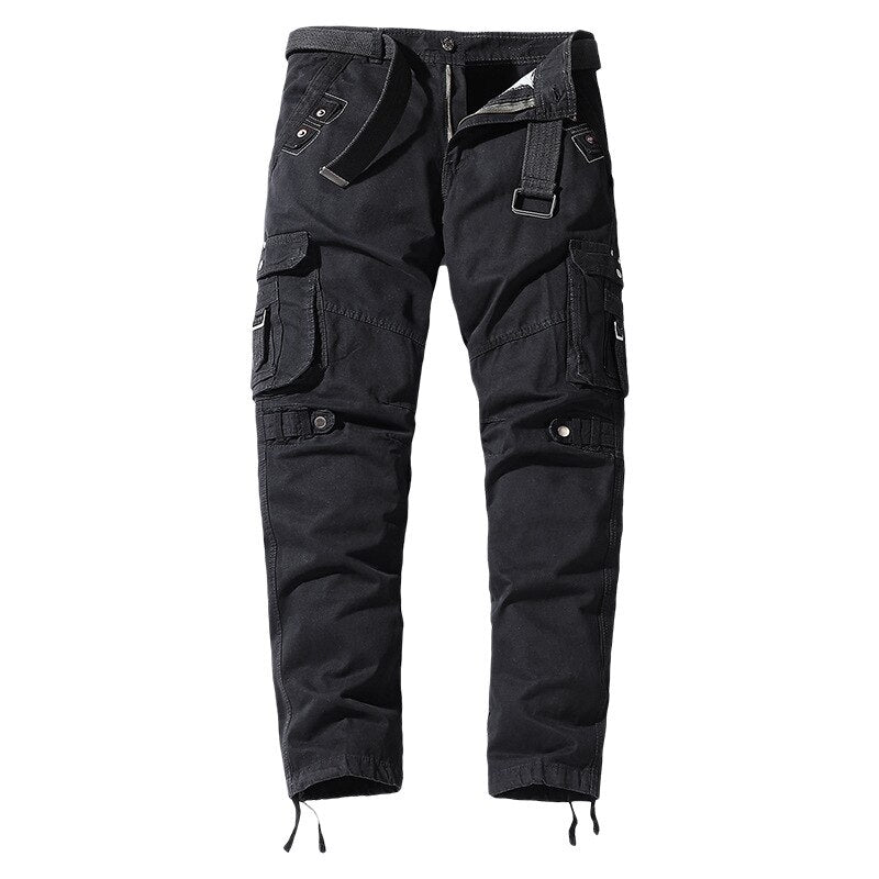 Cotton Cargo Pants Men Casual Straight Solid Trousers Military Tactical Sports Pants Jogging