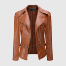 Brown leather jacket on a light gray background, Obroi