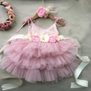 Toddler Baby Girls Birthday Dress for Kids Flowers Girls Wedding Costume Belt Headband 3pcs Outfit Set Child Princess Gown