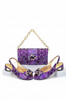 Rhinestone Decoration Peep Toe Low Heels Lady Shoes and Bag Set for Party Wedding Crystal Pumps