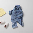 Baby Spring and Autumn Denim Jumpsuit for Boys and Girls Long Sleeved Long Crawling Clothes