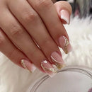 24Pcs/set Glossy Simple False Nails Art White Short Ballet Wearable Acrylic Nail Tips for Women