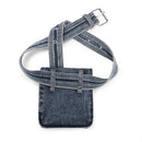 Denim crossbody bag with matching strap on a white background, Obroi
