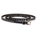 Black Punk Rock Waist Belt Women Narrow Metal Rivet Thin Ladies Pin Buckle Leather Belt