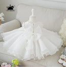 White Beading Baby Girl Baptism Dress Appliques Lace Toddler Birthday Party Wedding Wear Infant Dress