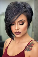 Short Layered Wig With Bangs Human Hair Pixie Wigs For Women Natural Realistic Tangle Free Daily Wear