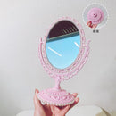Mirror Vanity Desktop Table Heart Shaped Simple Rotatable Pink Travel Girl Gift