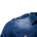 Men's Casual Slim Casual Long Sleeved Denim Shirts Washed Denim Male Shirt