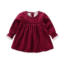 Vintage Red Velvet Dress for Girls Kids Christmas & New Year's Party Dresses Children Autumn Winter Outdoor Clothes