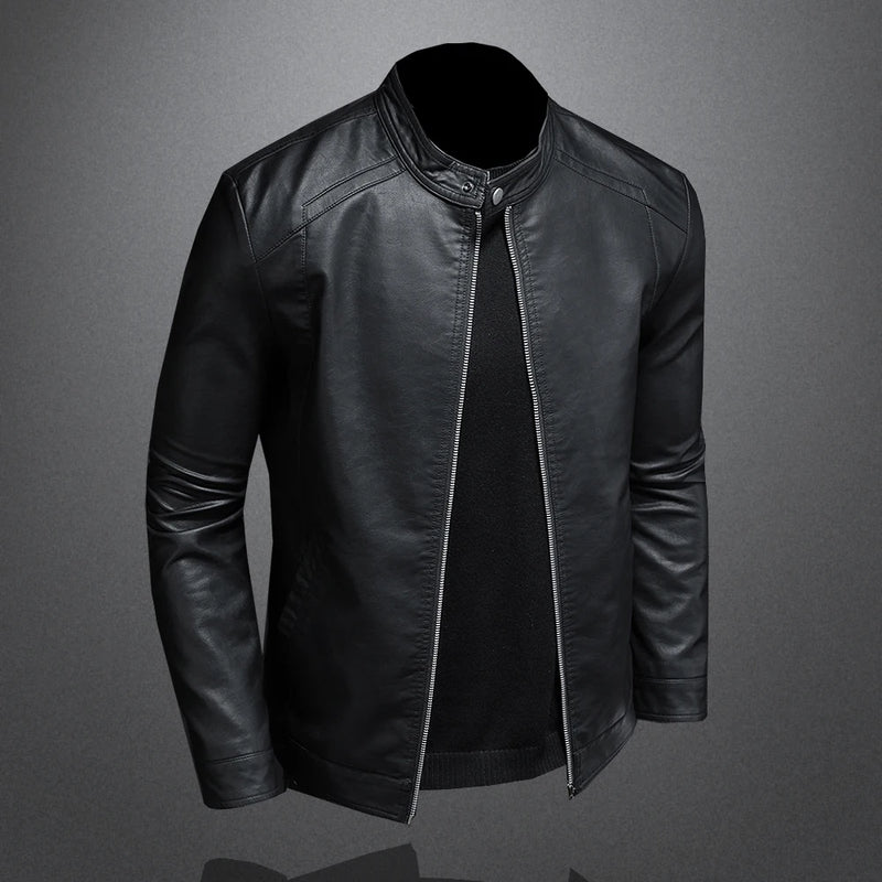 Spring Autumn Leather Jacket Men Motorcycle Causal Coat Men Moto Biker Leather Coat