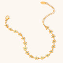 Elegant blue enamel floral handmade chain Bracelets stainless steel women's jewelry