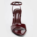 Summer peep toe women sandals metal heel slingbacks