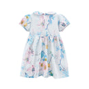 Summer Princess Baby Girls Dresses Floral Print Collar Party Birthday Kids Short Sleeve Frocks