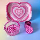 3 Pieces Love Heart Metal Herb Grinder and Rolling Tray Ashtray Combo