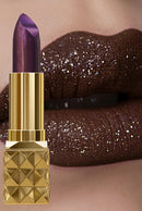 1PC Shiny Red Glitter Lipstick, Pearlescent Lip Tint with Metallic Matte Finish, Long-Lasting Red Lip Makeup Gift for Women