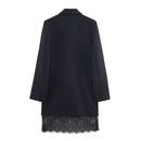 Women Lace Trim Black Blazer Dress Long Sleeve Elegant Office Mini Dresses High Street