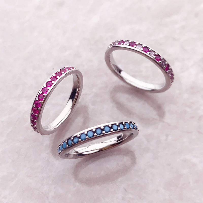 Ring Elegance Stones Europe Romantic Fine Jewelry For Women Real 925 Sterling Silver Gift